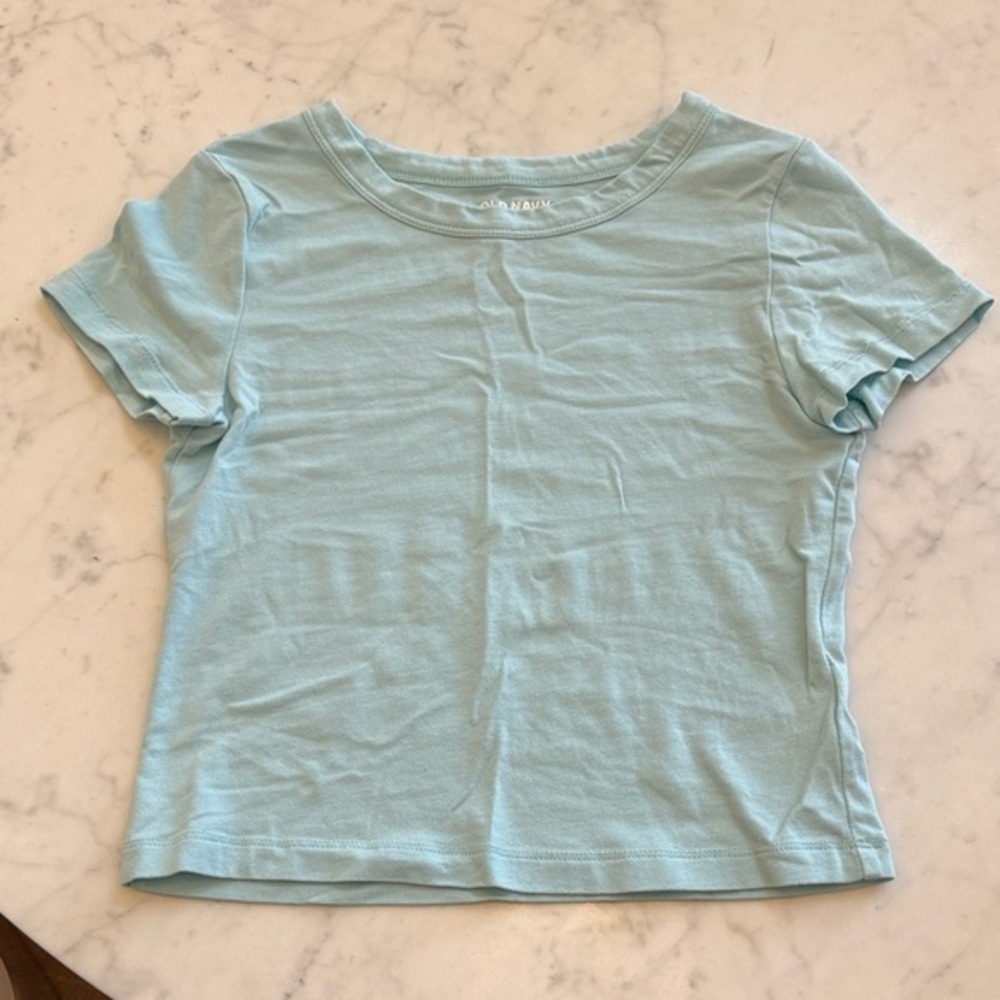Old Navy Girls Light Blue Fitted Short Sleeve T-Shirt Size 8